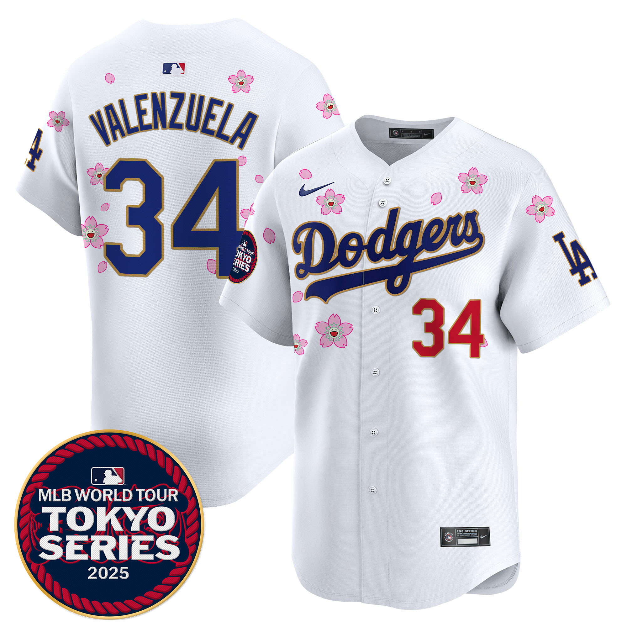 Men Los Angeles Dodgers #34 Valenzuela white Tokyo Series  Limited Stitched 2025 Jersey->los angeles dodgers->MLB Jersey